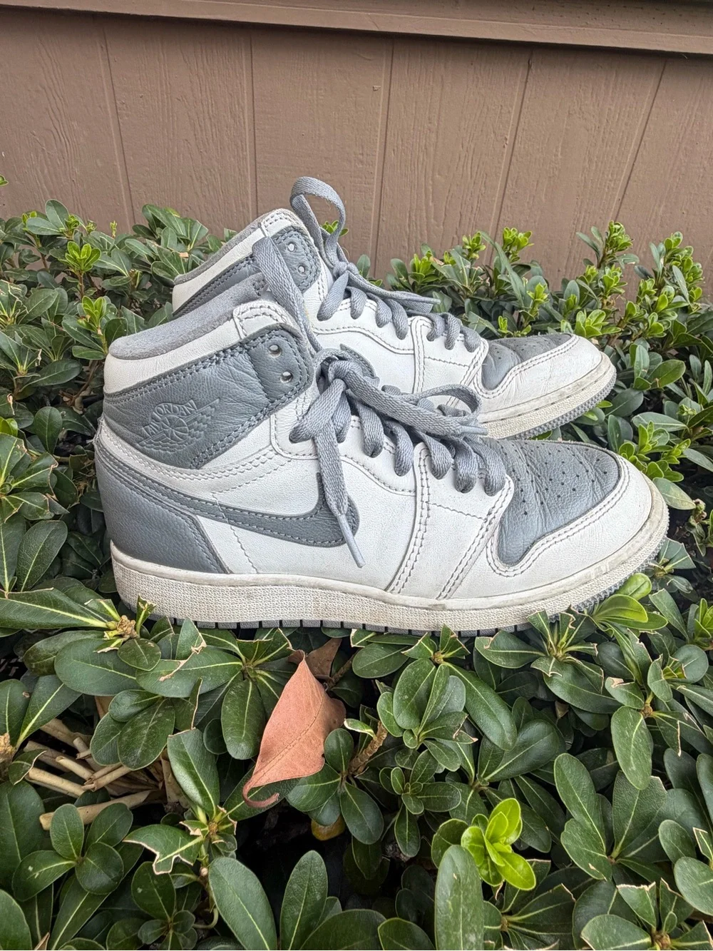 Nike Kids High-Top Sneakers in White and Gray